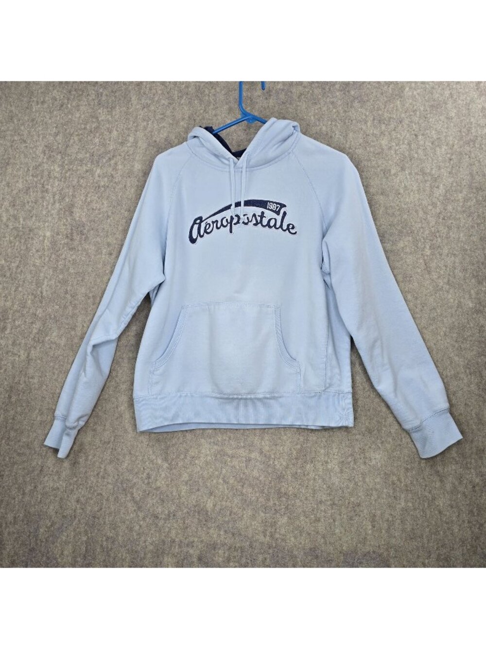 Aeropostale Womens Hoodie Light Blue XL Cotton Blend Embroidered Logo Tomboy Fit